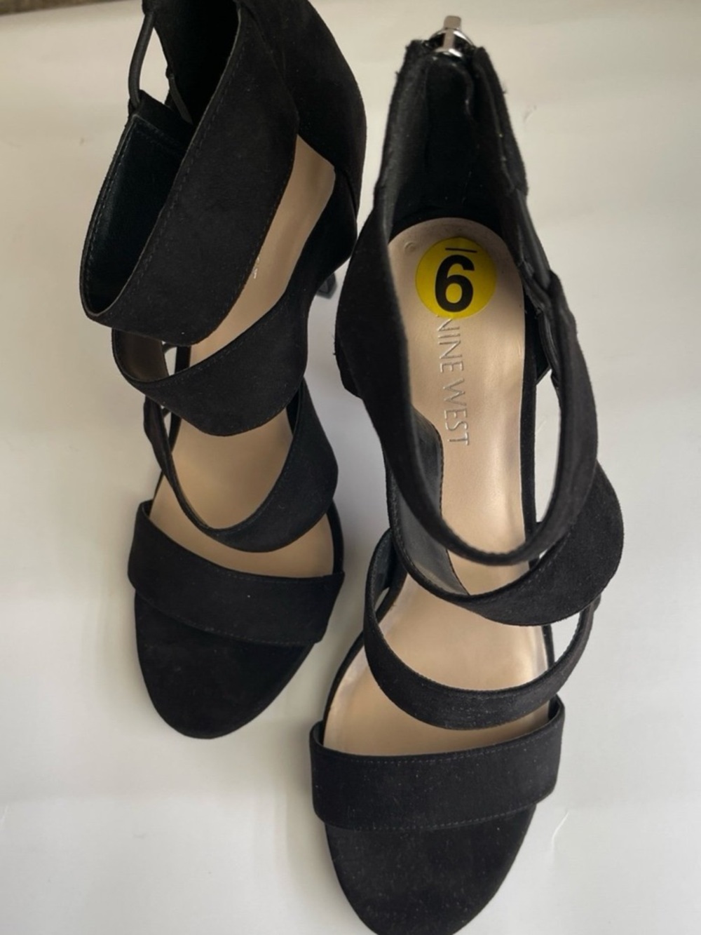 Nine West Black Strappy Suede High Heel Sandals - Picture 5 of 8